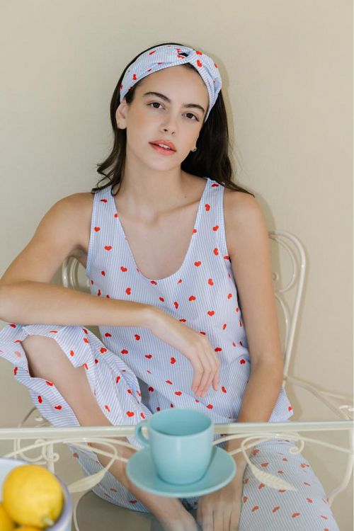 ΠΥΖΑΜΑ ΓΥΝΑΙΚΕΙΑ ΜΕ ΚΑΠΡΙ ΠΑΝΤΕΛΟΝΙ ΡΙΓΕ HEARTS HARMONY