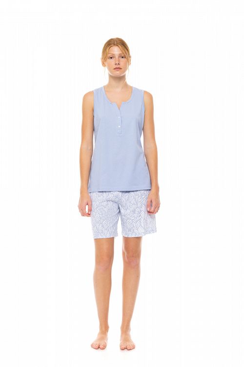 ΠΥΖΑΜΑ ΓΥΝΑΙΚΕΙΑ ΜΕ ΠΑΤΙΛΕΤΑ ICE BLUE FLEUR PINK LABEL