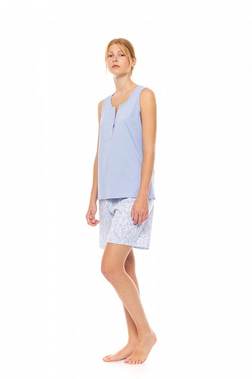 ΠΥΖΑΜΑ ΓΥΝΑΙΚΕΙΑ ΜΕ ΠΑΤΙΛΕΤΑ ICE BLUE FLEUR PINK LABEL