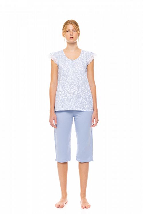 ΠΥΖΑΜΑ ΜΕ ΠΑΤΙΛΕΤΑ ΠΑΝΤΕΛΟΝΙ ΚΑΠΡΙ ICE BLUE FLEUR PINK LABEL