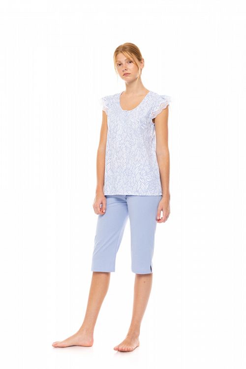 ΠΥΖΑΜΑ ΜΕ ΠΑΤΙΛΕΤΑ ΠΑΝΤΕΛΟΝΙ ΚΑΠΡΙ ICE BLUE FLEUR PINK LABEL