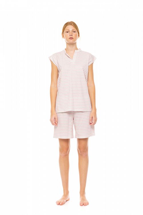 ΠΥΖΑΜΑ ΓΥΝΑΙΚΕΙΑ SHORTS SUNSET GEO PINK LABEL