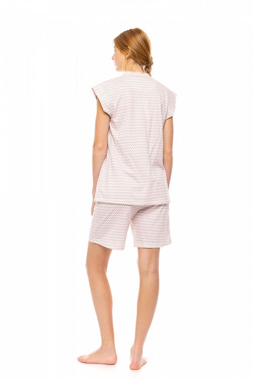 ΠΥΖΑΜΑ ΓΥΝΑΙΚΕΙΑ SHORTS SUNSET GEO PINK LABEL