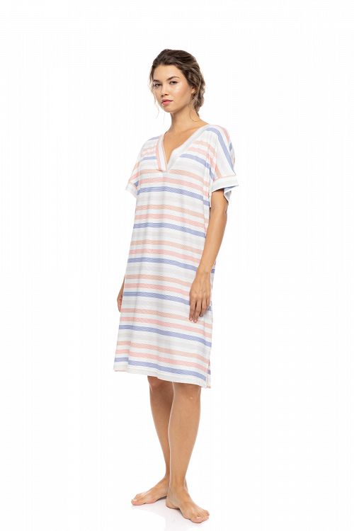 ΝΥΧΤΙΚΟ ΓΥΝΑΙΚΕΙΟ ΚΟΝΤΟ ΜΑΝΙΚΙ SUNSET STRIPES PINK LABEL