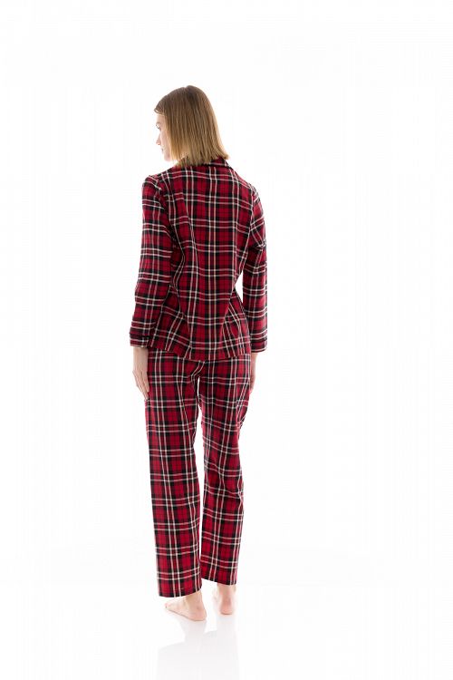 ΠΥΖΑΜΑ ΚΟΥΜΠΩΤΗ ΚΑΡΟ RED-BLACK PLAID PINK LABEL