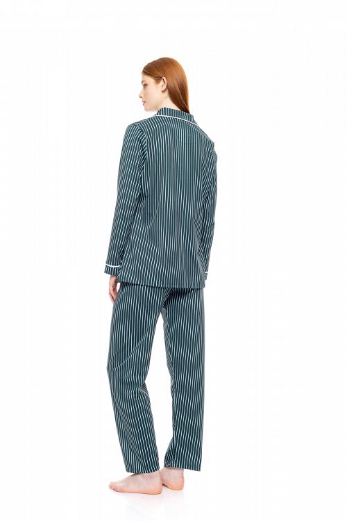 ΠΥΖΑΜΑ ΚΟΥΜΠΩΤΗ GREEN FOREST STRIPES PINK LABEL