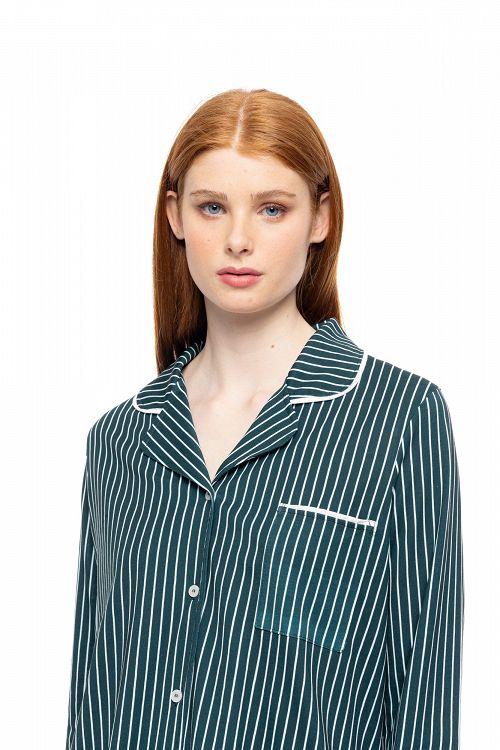 ΠΥΖΑΜΑ ΚΟΥΜΠΩΤΗ GREEN FOREST STRIPES PINK LABEL