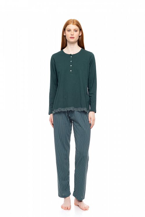 ΠΥΖΑΜΑ ΠΑΤΙΛΕΤΑ GREEN FOREST STRIPES PINK LABEL