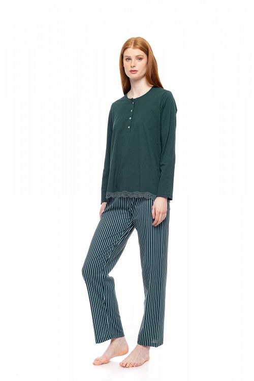 ΠΥΖΑΜΑ ΠΑΤΙΛΕΤΑ GREEN FOREST STRIPES PINK LABEL