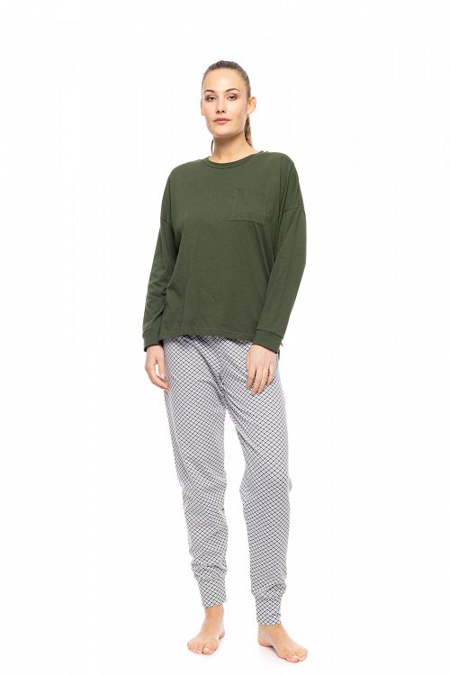 ΠΥΖΑΜΑ MODERN FLOWER GREEN PINK LABEL