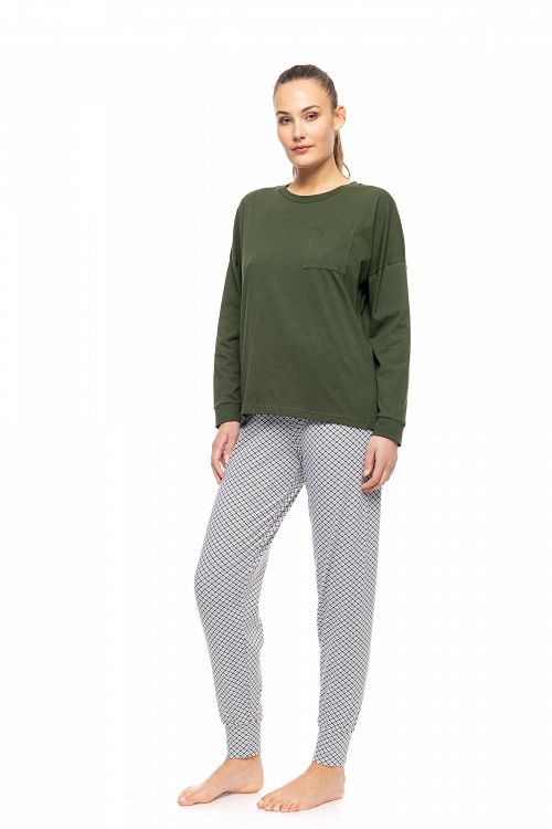 ΠΥΖΑΜΑ MODERN FLOWER GREEN PINK LABEL