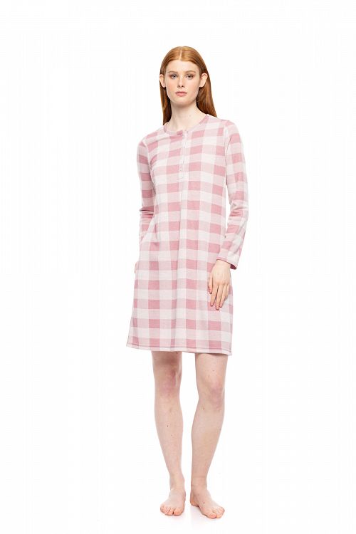 ΝΥΧΤΙΚΟ ΠΑΤΙΛΕΤΑ NIGHTGOWN JACQUARD ROSE PLAID PINK LABEL
