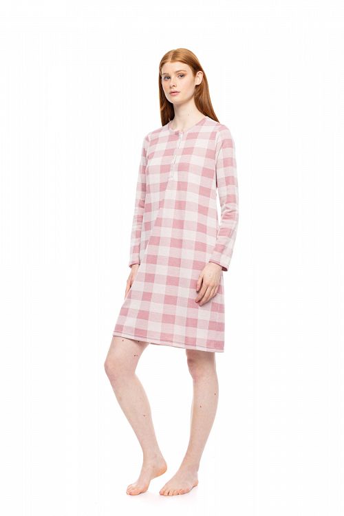ΝΥΧΤΙΚΟ ΠΑΤΙΛΕΤΑ NIGHTGOWN JACQUARD ROSE PLAID PINK LABEL