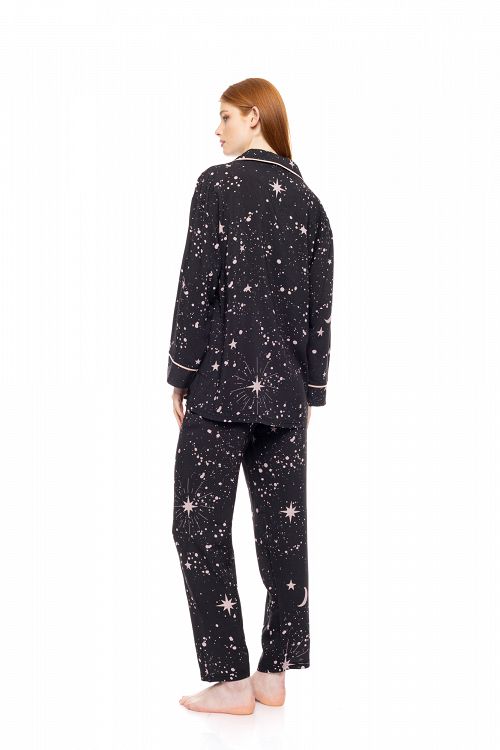 ΠΥΖΑΜΑ ΚΟΥΜΠΩΤΗ ΜΕ ΤΣΕΠΑΚΙ NIGHT SKY PINK LABEL