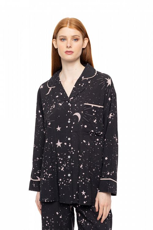 ΠΥΖΑΜΑ ΚΟΥΜΠΩΤΗ ΜΕ ΤΣΕΠΑΚΙ NIGHT SKY PINK LABEL