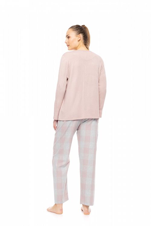 ΠΥΖΑΜΑ ME ΠΑΤΙΛΕΤΑ SOFT ROSE PLAID PINK LABEL