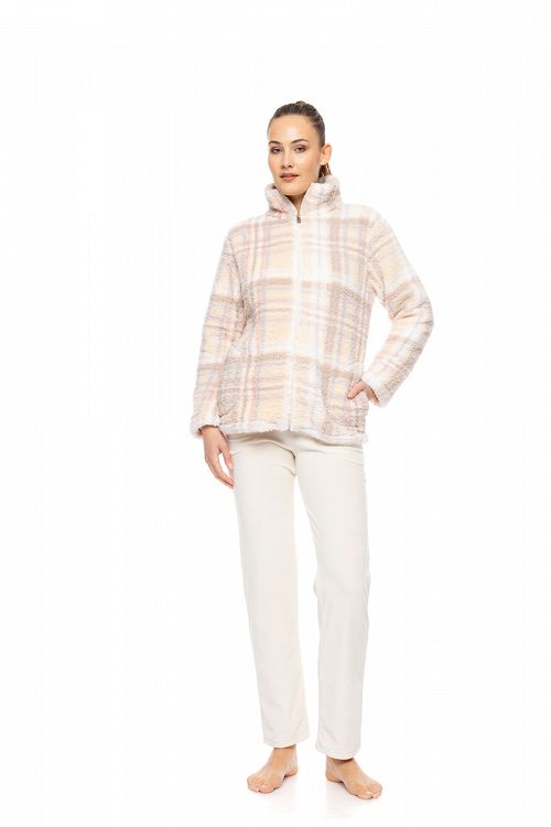 ΡΟΜΠΑ ZIPPER FLEECE SOFT PLAID PINK LABEL