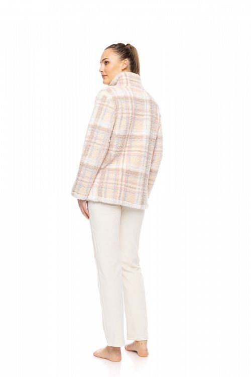 ΡΟΜΠΑ ZIPPER FLEECE SOFT PLAID PINK LABEL