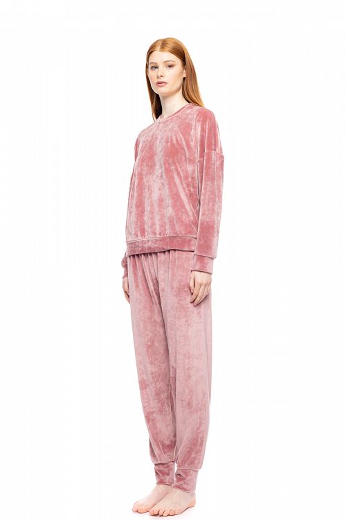 ΠΥΖΑΜΑ ΜΟΝΟΧΡΩΜΗ ΒΕΛΟΥΤΕ PINK LABEL