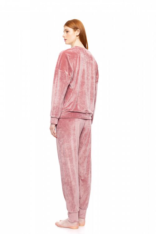 ΠΥΖΑΜΑ ΜΟΝΟΧΡΩΜΗ ΒΕΛΟΥΤΕ PINK LABEL