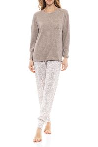 ΠΥΖΑΜΑ BEIGE WHITE LEO PINK LABEL