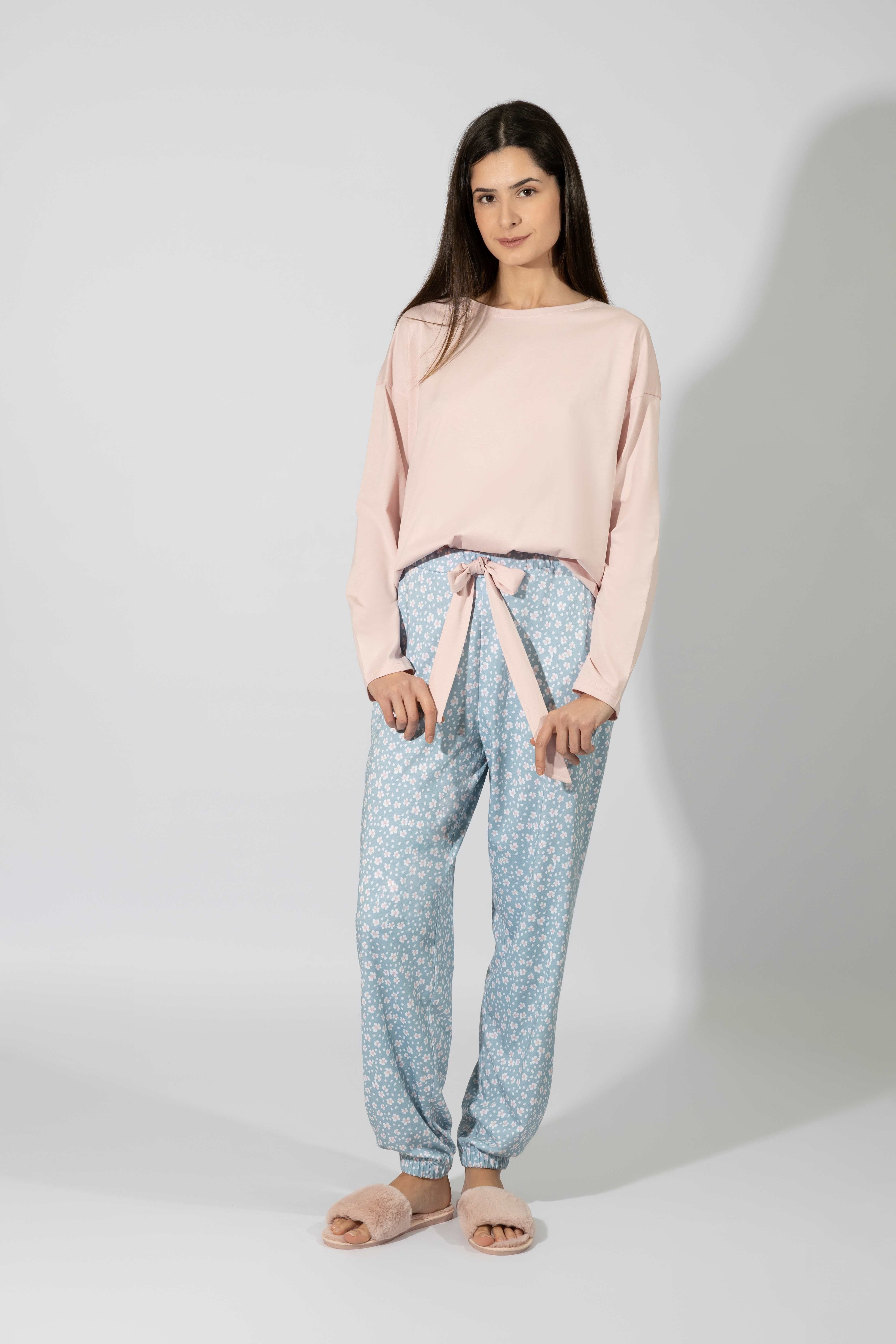 ΠΥΖΑΜΑ ΜΟΝΟΧΡΩΜΗ ΜΕ MINT DAISY PANTS HARMONY