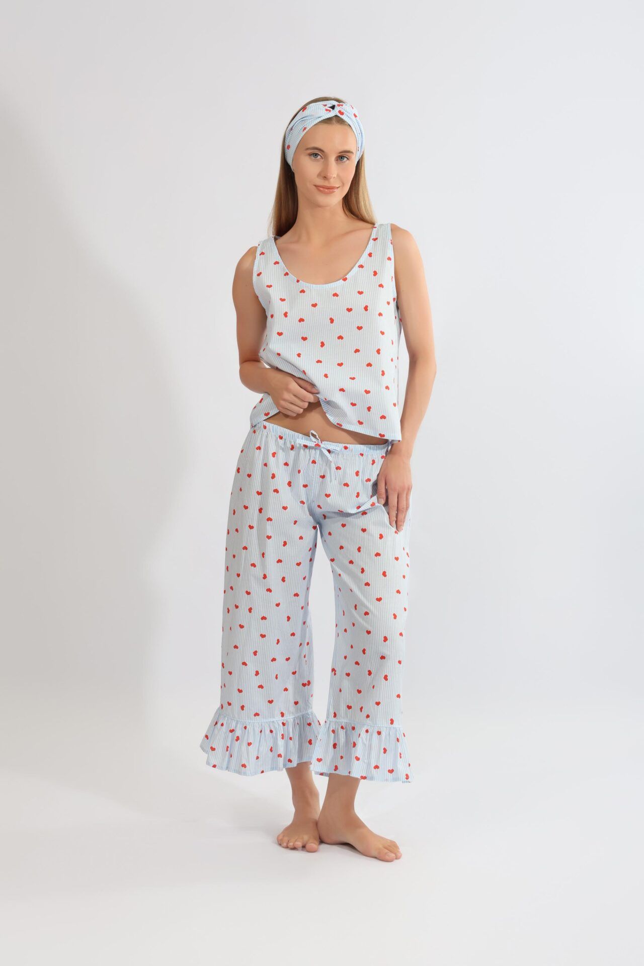 ΠΥΖΑΜΑ ΓΥΝΑΙΚΕΙΑ ΜΕ ΚΑΠΡΙ ΠΑΝΤΕΛΟΝΙ ΡΙΓΕ HEARTS HARMONY