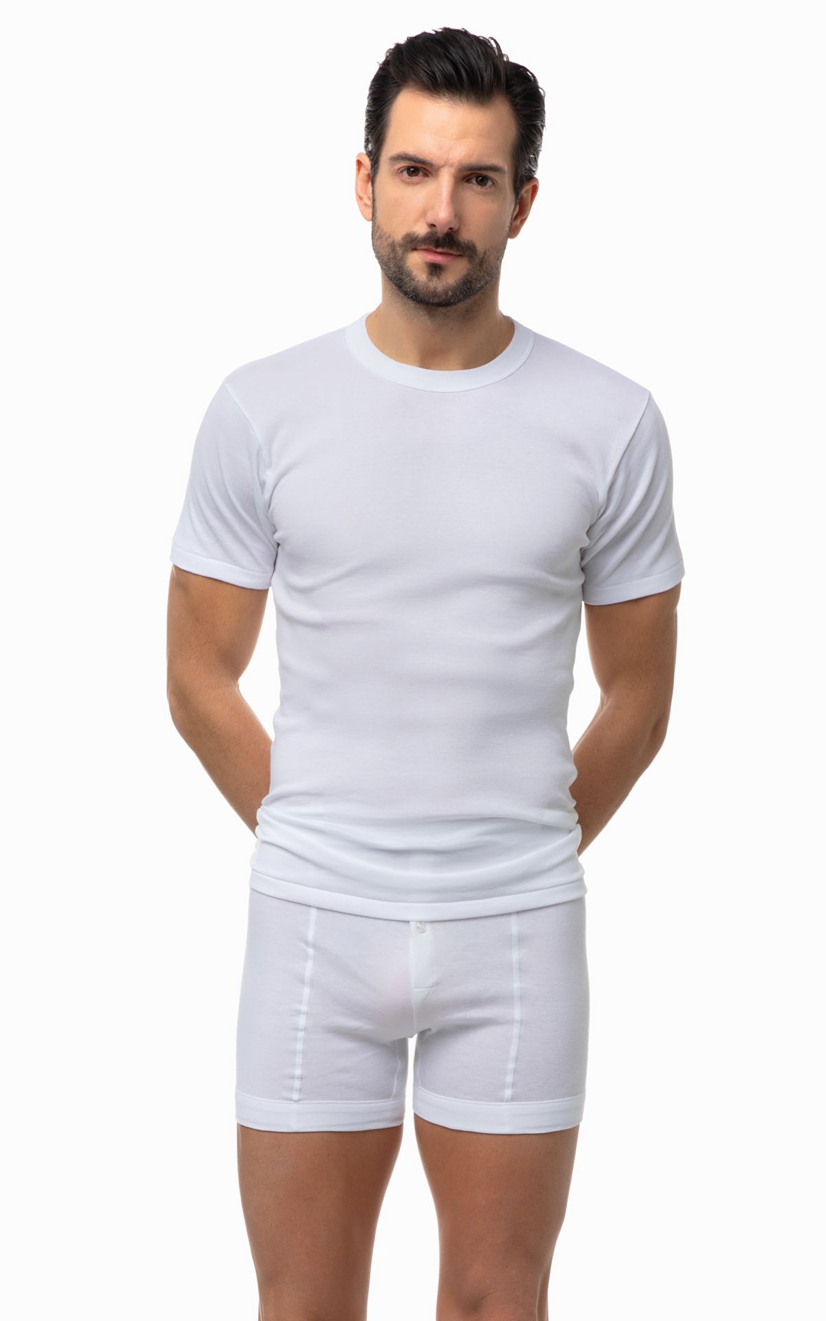 Φανέλα ανδρική κοντό μανίκι με κλειστό λαιμό 2 τεμάχια Classic MINERVA