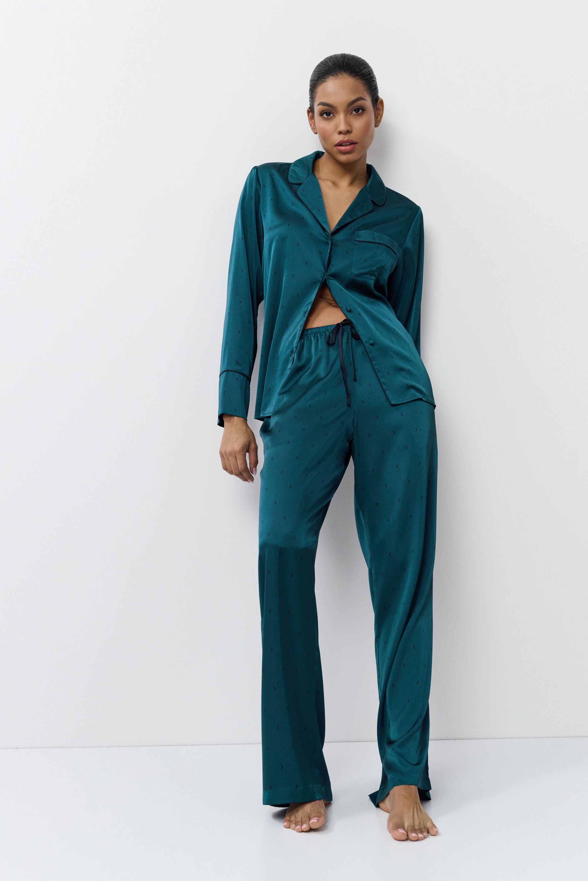 ΠΥΖΑΜΑ ΣΑΤΕΝ ΚΟΥΜΠΩΤΗ EMERALDA PAJAMA LONG ARUELLE