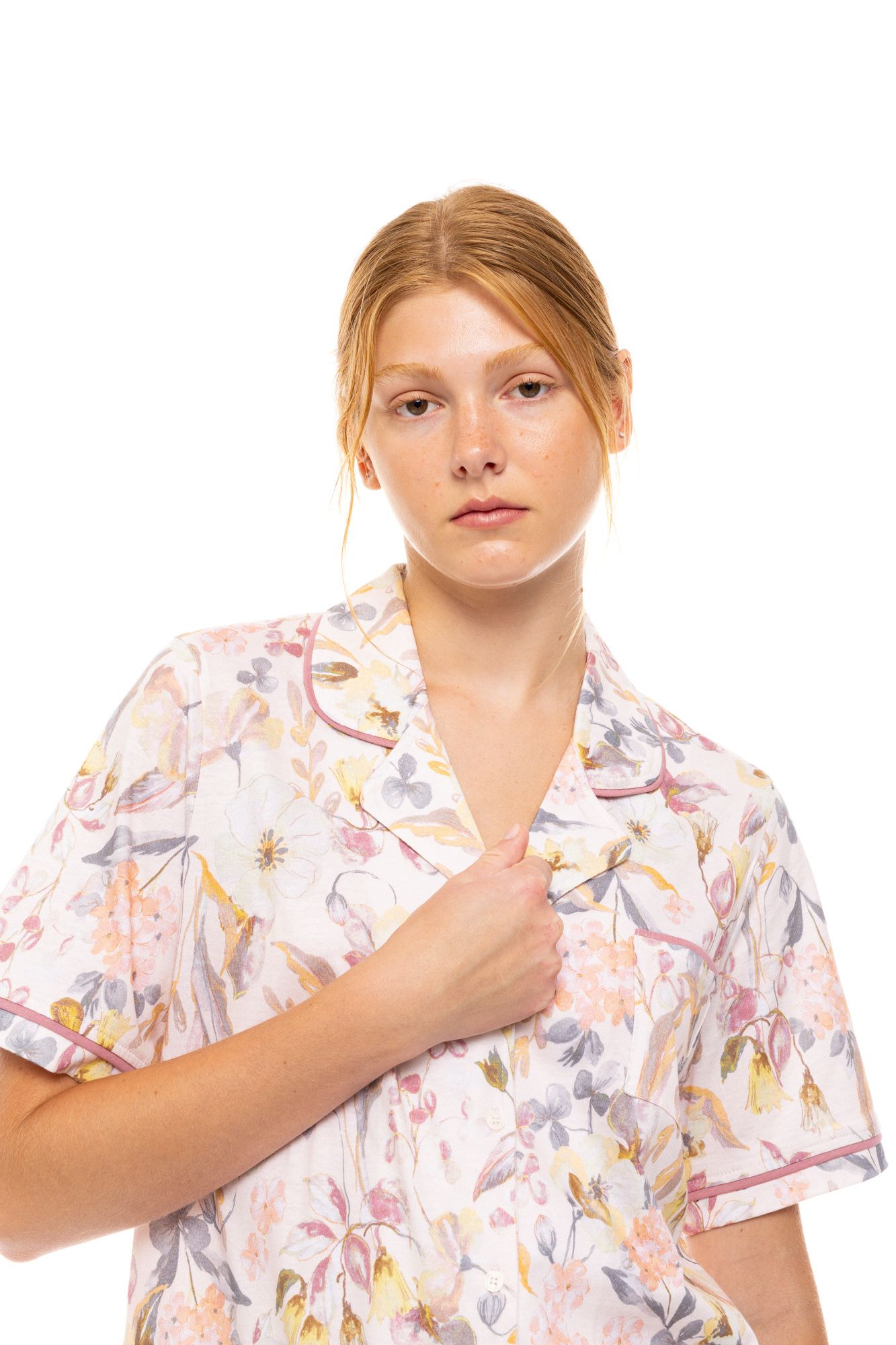 ΠΥΖΑΜΑ ΚΟΥΜΠΩΤΗ LONG PANTS FLORAL ROSE PINK LABEL