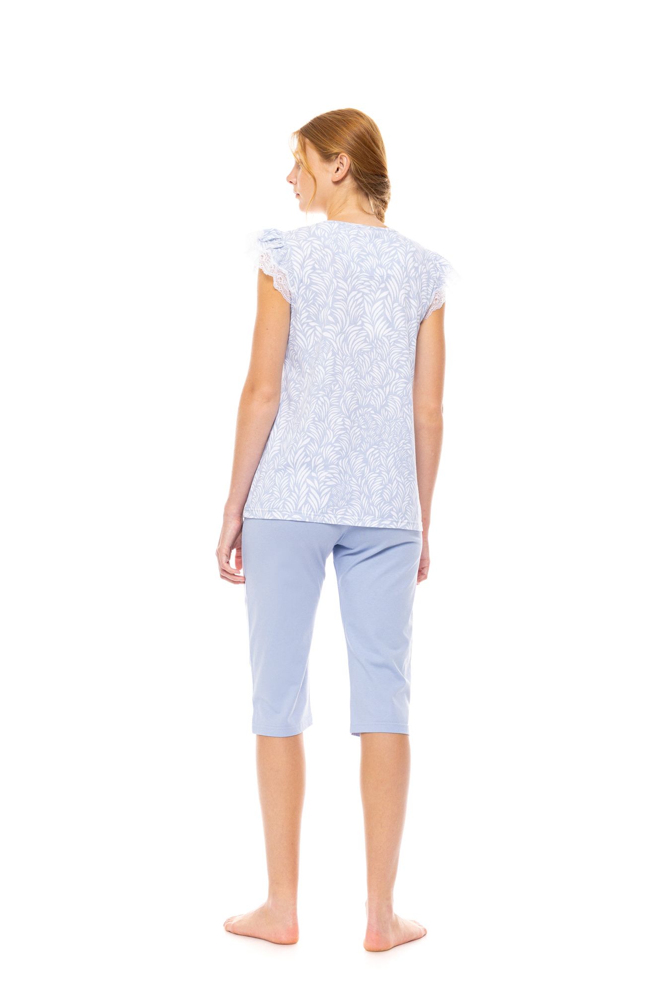 ΠΥΖΑΜΑ ΜΕ ΠΑΤΙΛΕΤΑ ΠΑΝΤΕΛΟΝΙ ΚΑΠΡΙ ICE BLUE FLEUR PINK LABEL