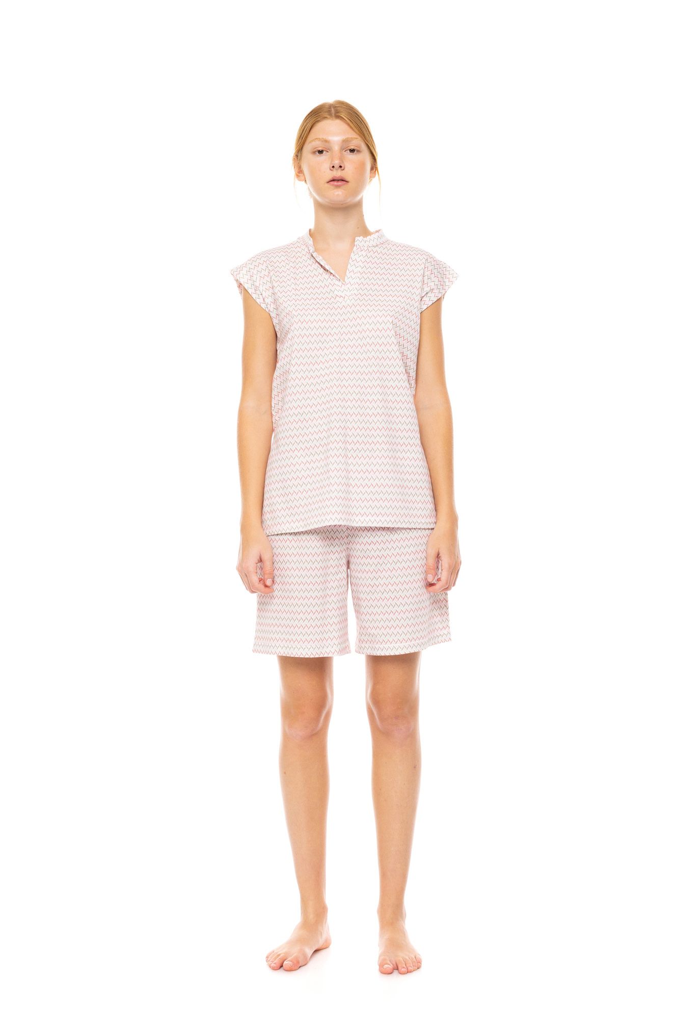 ΠΥΖΑΜΑ ΓΥΝΑΙΚΕΙΑ SHORTS SUNSET GEO PINK LABEL