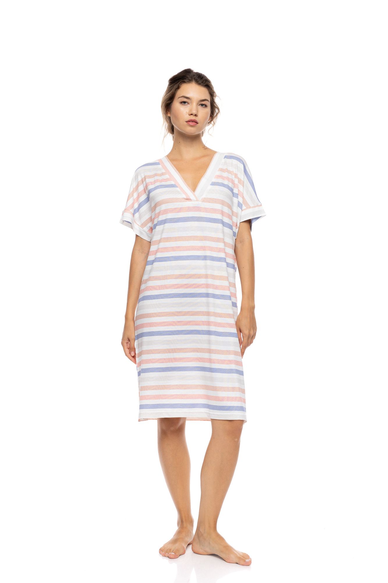ΝΥΧΤΙΚΟ ΓΥΝΑΙΚΕΙΟ ΚΟΝΤΟ ΜΑΝΙΚΙ SUNSET STRIPES PINK LABEL