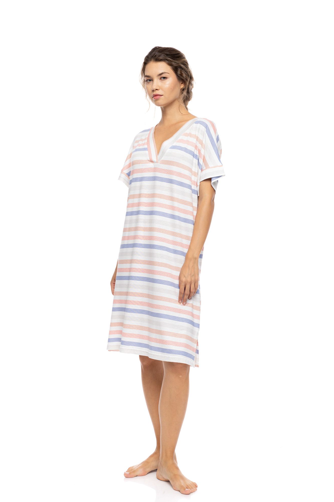 ΝΥΧΤΙΚΟ ΓΥΝΑΙΚΕΙΟ ΚΟΝΤΟ ΜΑΝΙΚΙ SUNSET STRIPES PINK LABEL