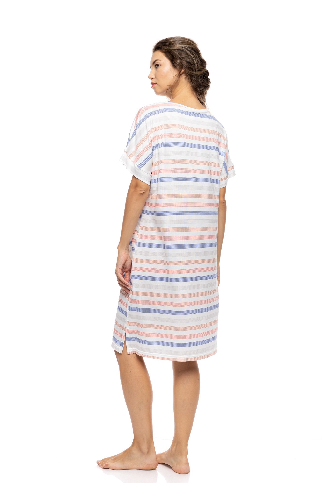 ΝΥΧΤΙΚΟ ΓΥΝΑΙΚΕΙΟ ΚΟΝΤΟ ΜΑΝΙΚΙ SUNSET STRIPES PINK LABEL