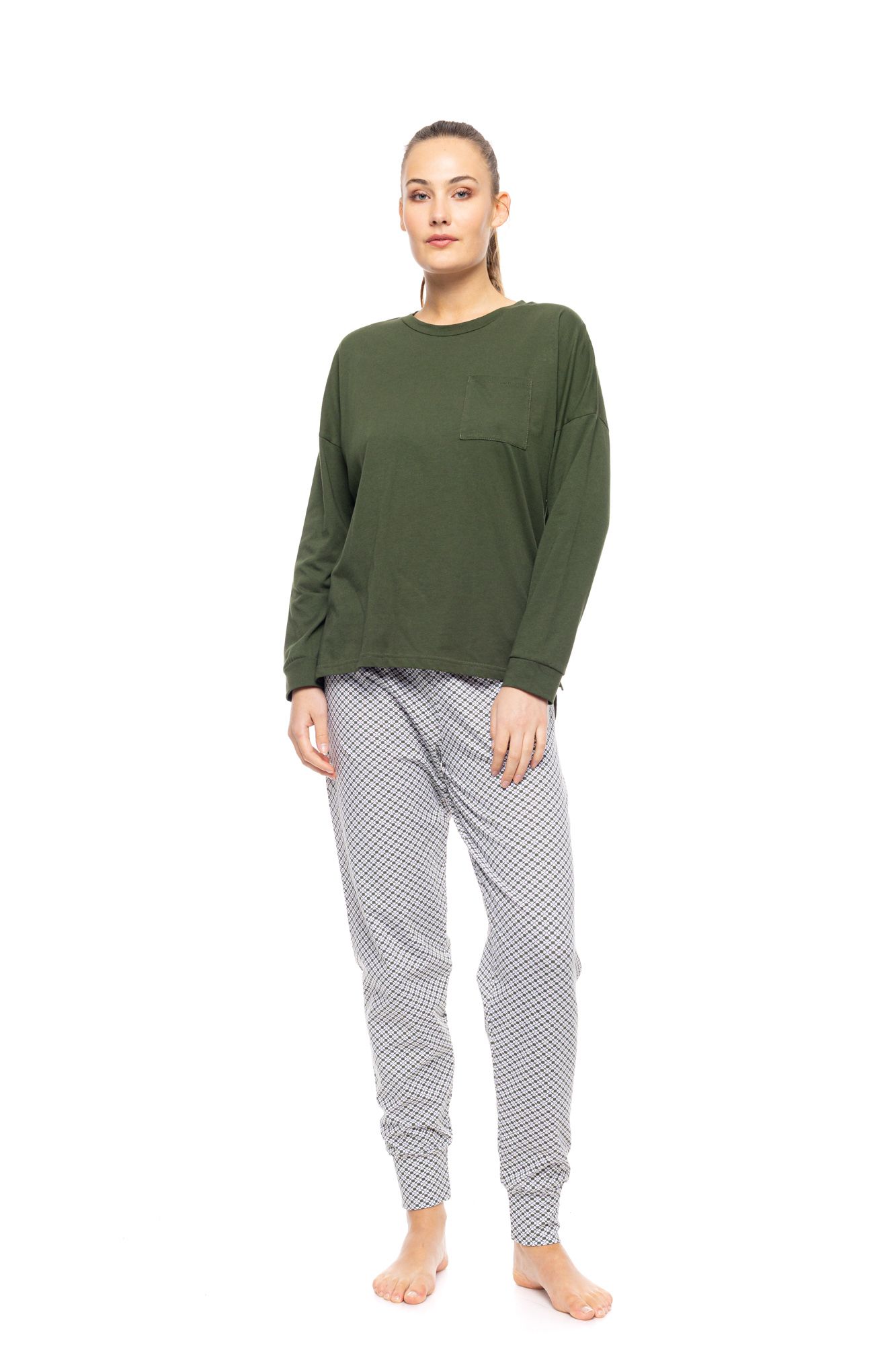 ΠΥΖΑΜΑ MODERN FLOWER GREEN PINK LABEL