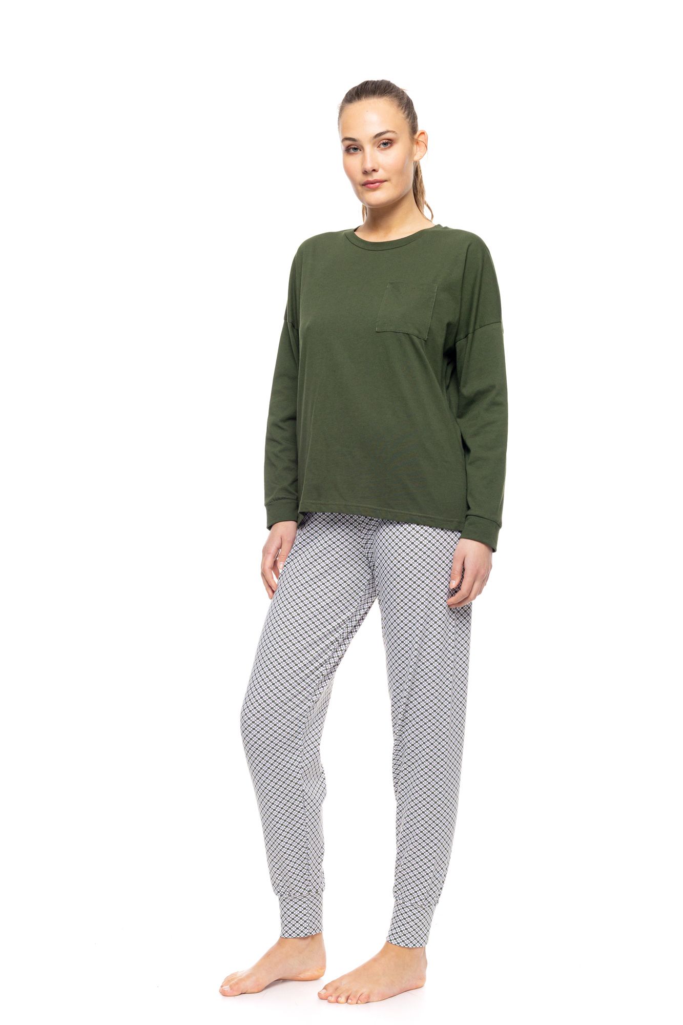 ΠΥΖΑΜΑ MODERN FLOWER GREEN PINK LABEL