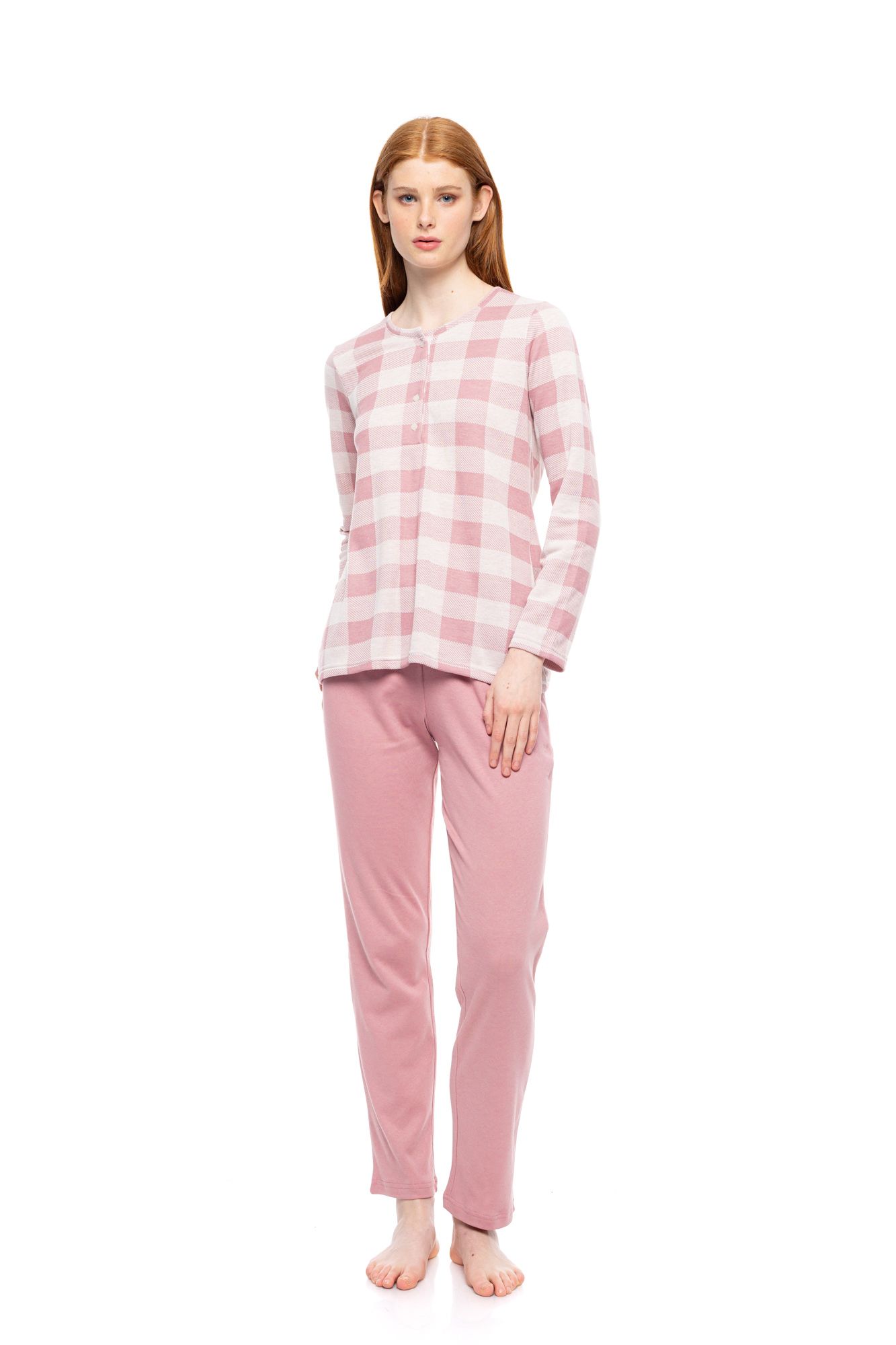 ΠΥΖΑΜΑ ΜΕ ΠΑΤΙΛΕΤΑ JACQUARD ROSE PLAID PINK LABEL