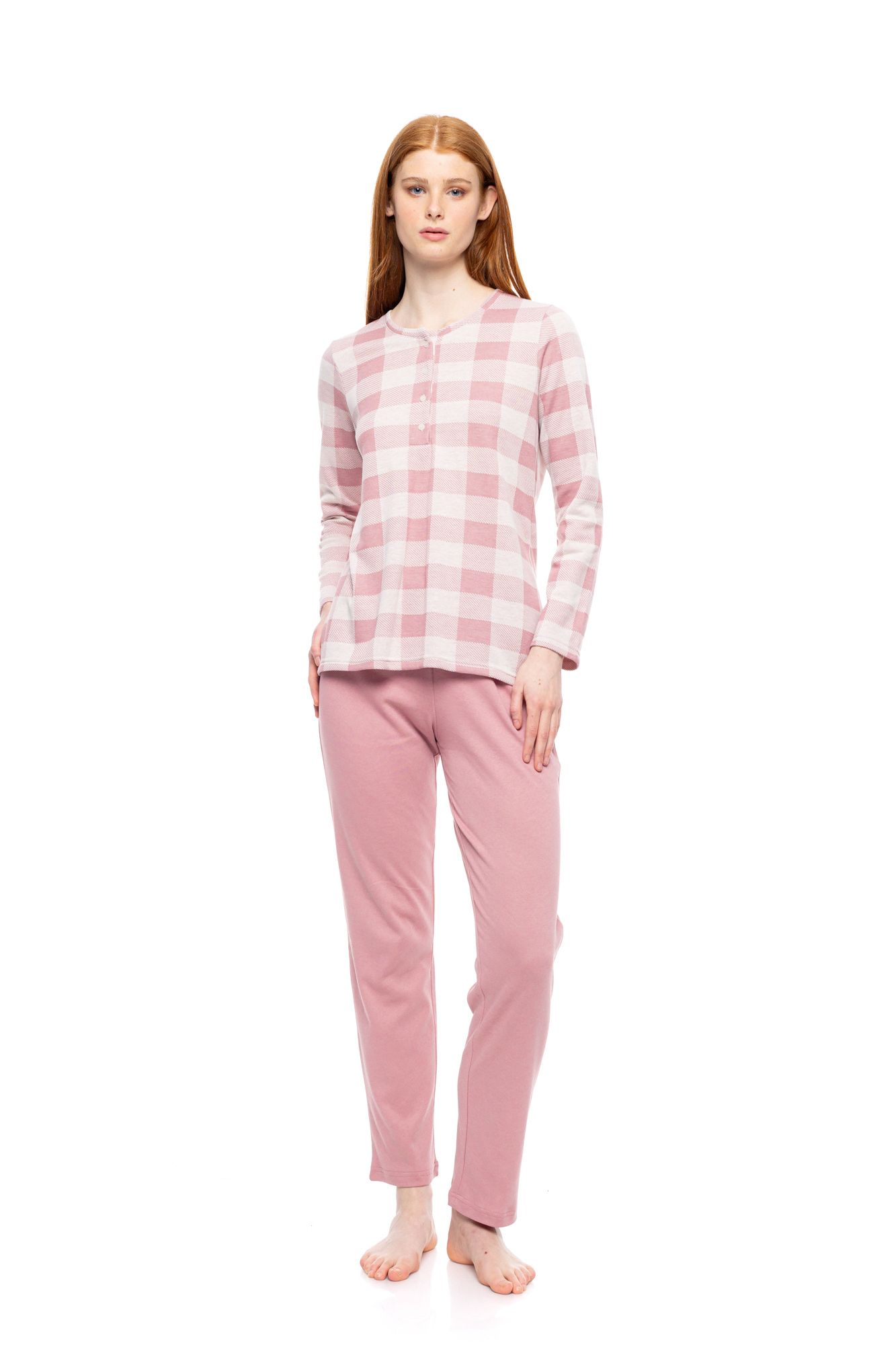 ΠΥΖΑΜΑ ΜΕ ΠΑΤΙΛΕΤΑ JACQUARD ROSE PLAID PINK LABEL
