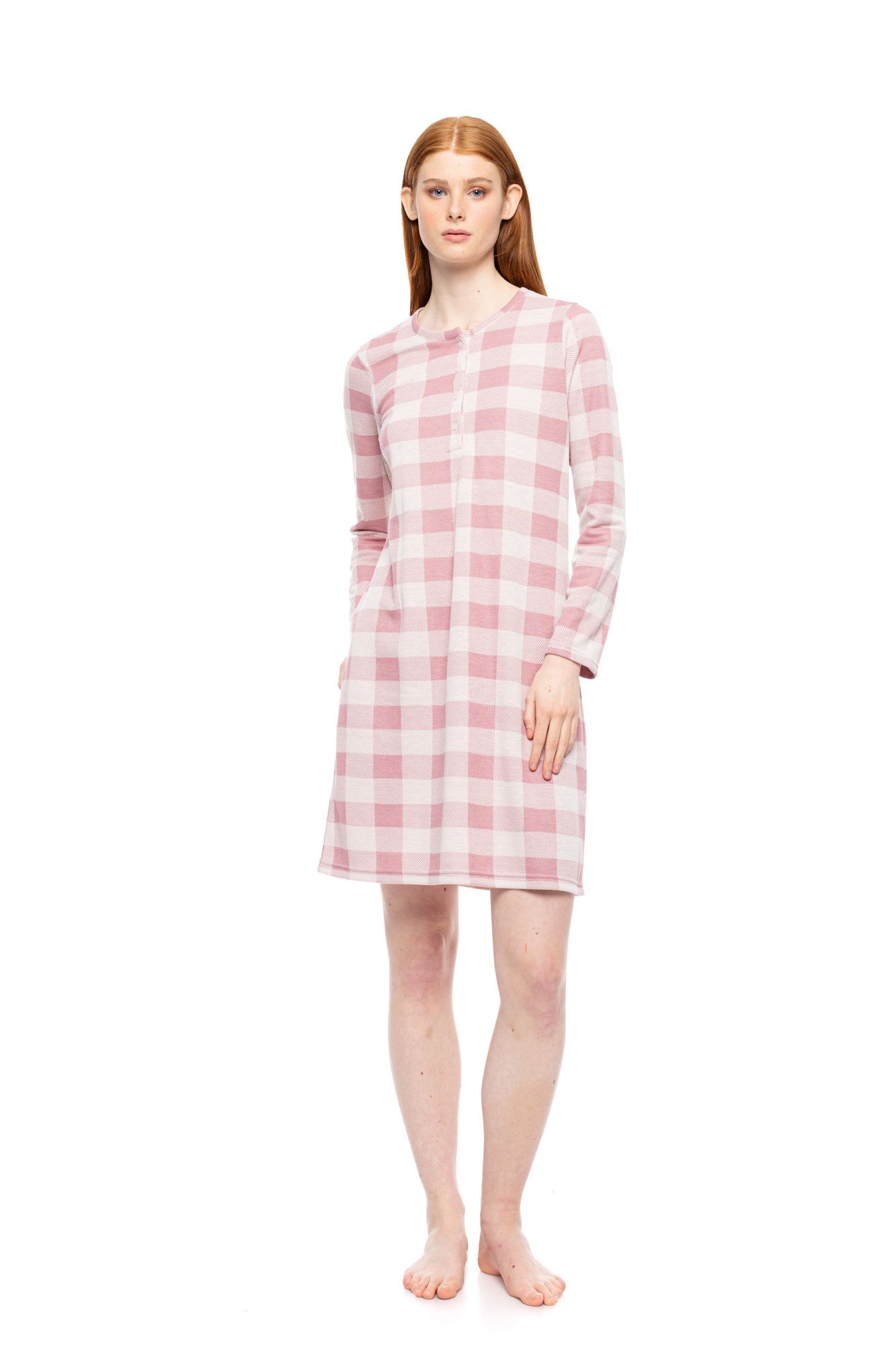 ΝΥΧΤΙΚΟ ΠΑΤΙΛΕΤΑ NIGHTGOWN JACQUARD ROSE PLAID PINK LABEL