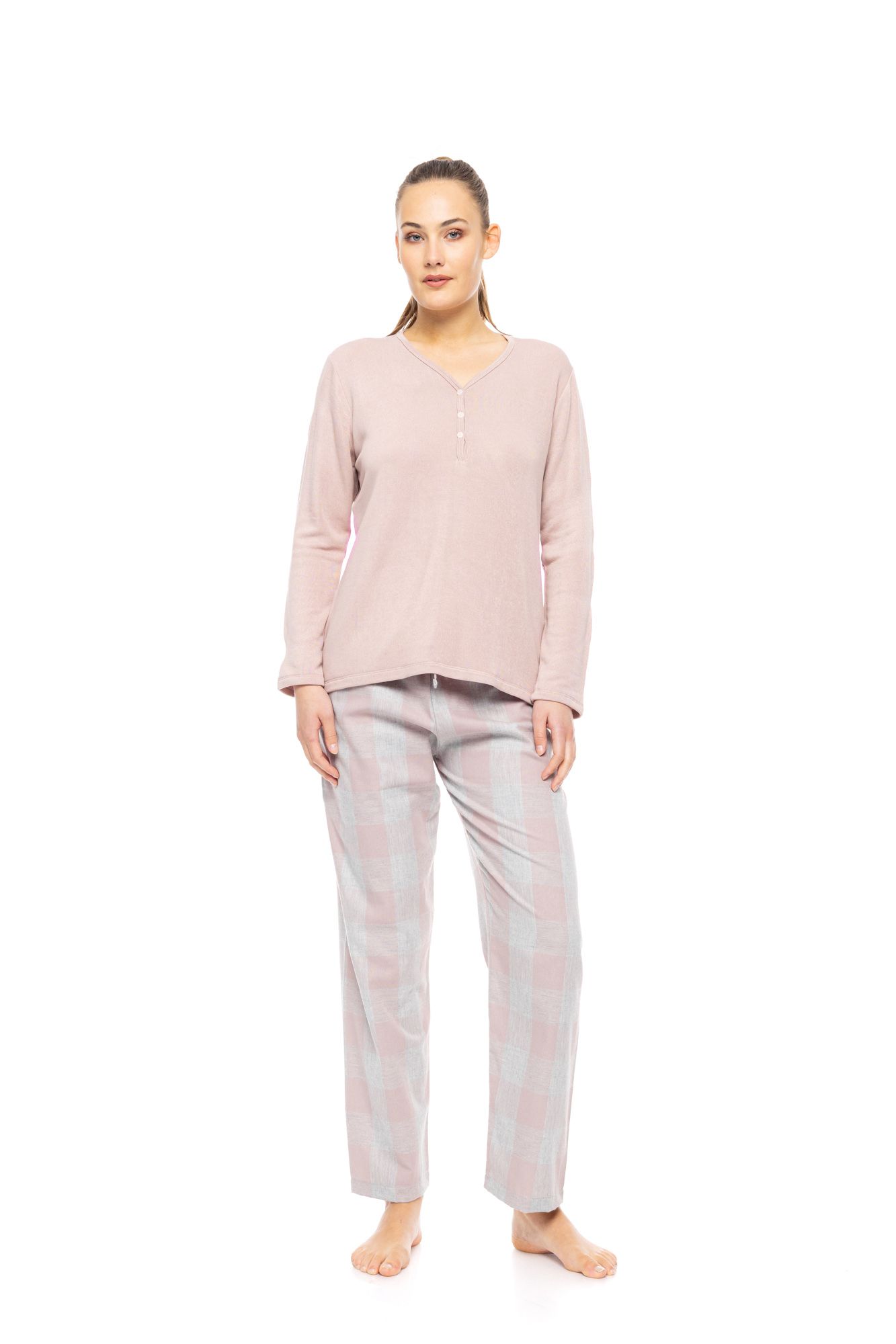 ΠΥΖΑΜΑ ME ΠΑΤΙΛΕΤΑ SOFT ROSE PLAID PINK LABEL