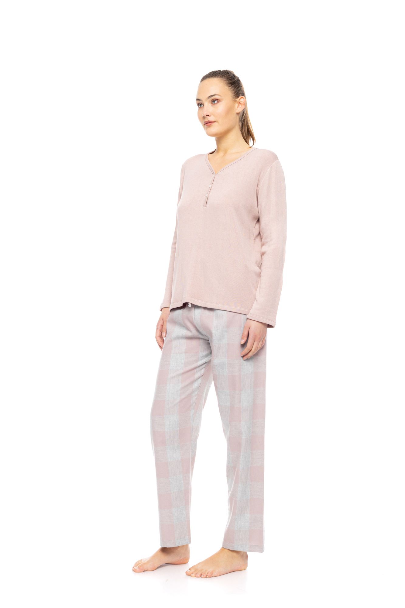 ΠΥΖΑΜΑ ME ΠΑΤΙΛΕΤΑ SOFT ROSE PLAID PINK LABEL