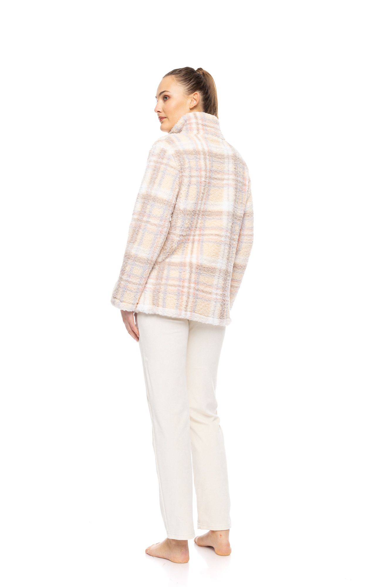 ΡΟΜΠΑ ZIPPER FLEECE SOFT PLAID PINK LABEL