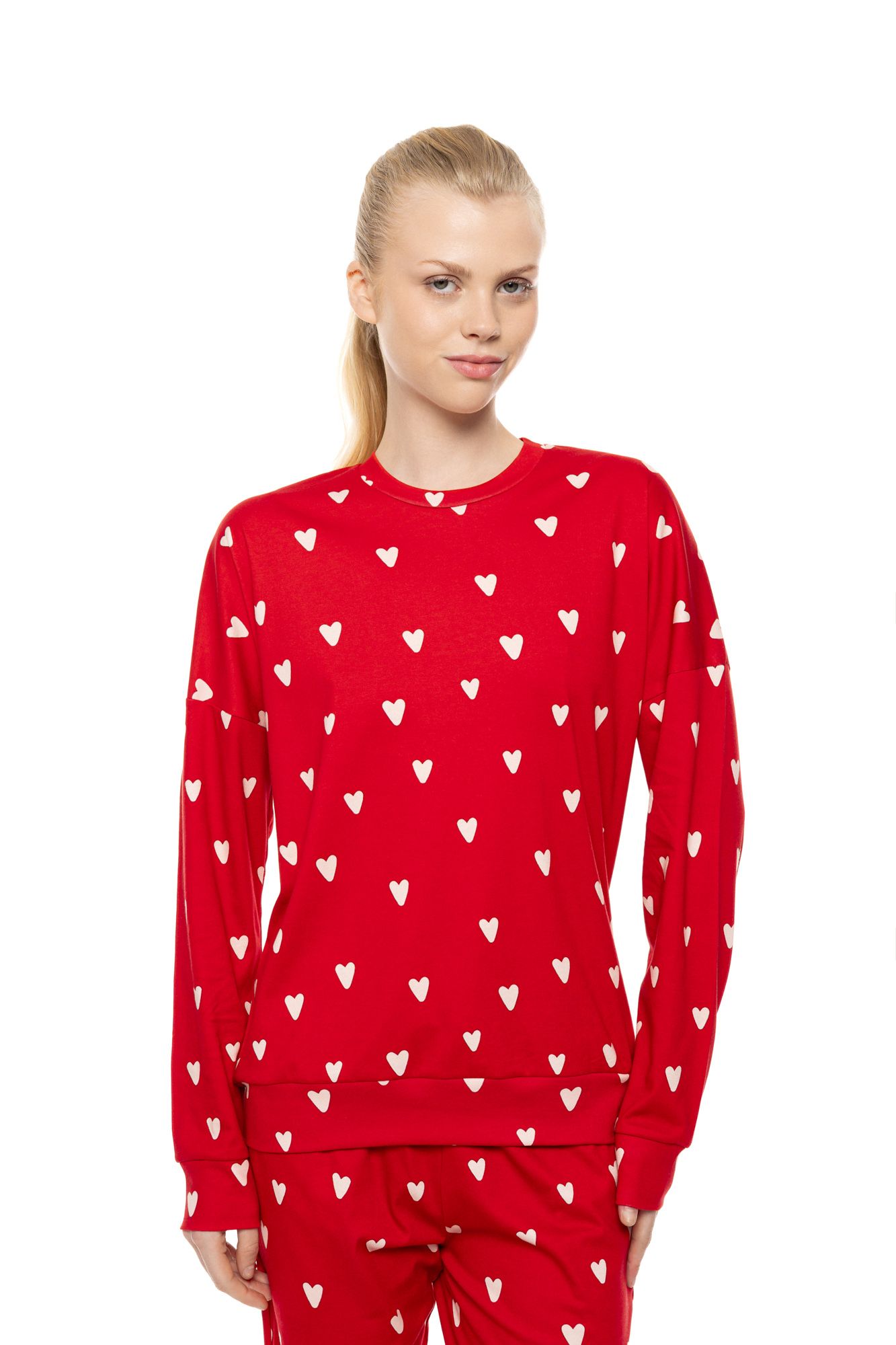 ΠΥΖΑΜΑ ΓΥΝΑΙΚΕΙΑ ΛΑΙΜΟΚΟΨΗ RASBERRY HEART PINK LABEL